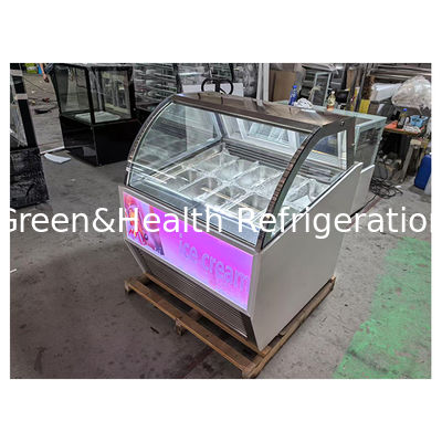 Commercial Curved Glass Multi Plate Ice Cream Refrigerated Display Freezer