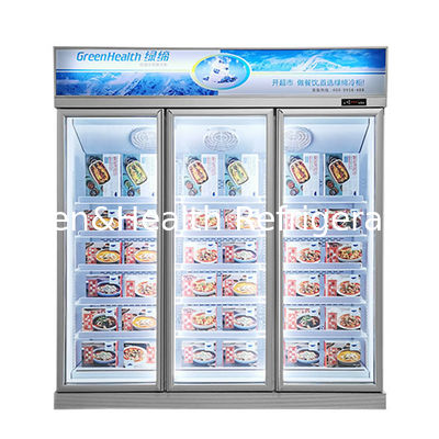 Vertical Three Glass Commercial Supermarket Frozen Storage Display Refrigerator