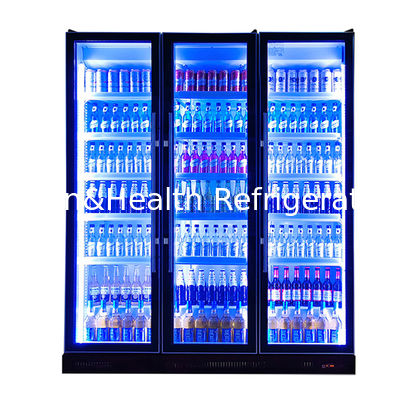 Commercial Multiple LED Lights Three Glass Doors Beverage/Alcohol Refrigeration Display Freezer