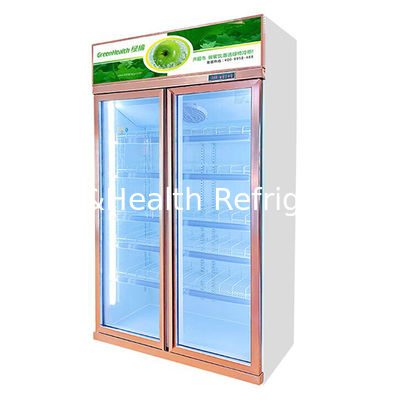 Vertical Commercial Two Defogging Glass Doors Beverage Display Freezer with Auto Defrost Fan Cooling and Adjustable Shelves