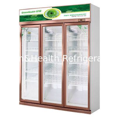 Vertical Three Glass Doors Luxury Beverage Refrigeration Display Freezer Fridge