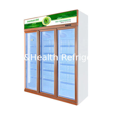 Three Door Beverage Refrigerated Display Freezer with Auto Defrost Fan Cooling and Adjustable Shelves