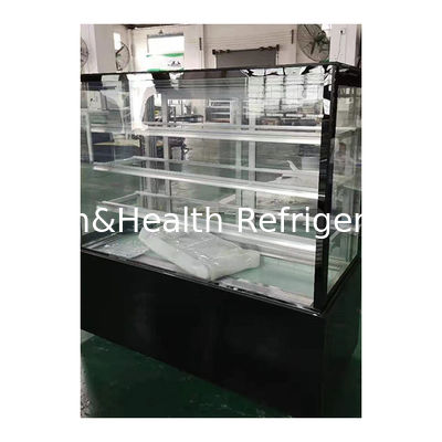 Multiple Shelves Glass Stainless Steel Structure Cake Refrigerated Storage Display Freezer
