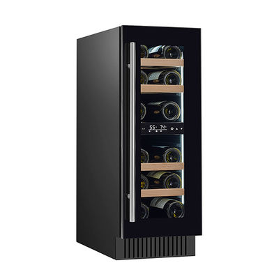 68 Bottles Capacity Dual Temperature Zones Wood Shelving Material Wine Display Cooler