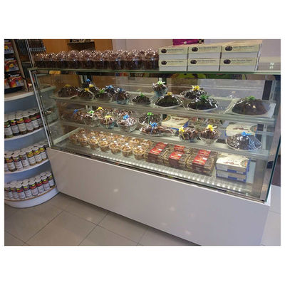 Three-Layer Shelves Cake Display Freezer with Marble Toughened Glass and Digital Thermostat for Cake Shops