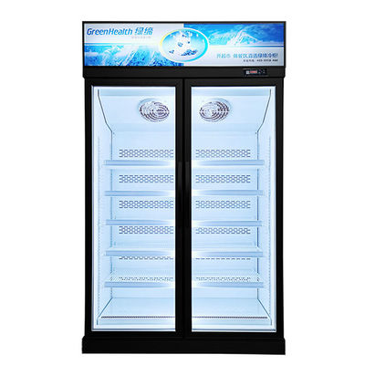 Convenience Store Two Door Refrigerated Storage Display Freezer Fridge