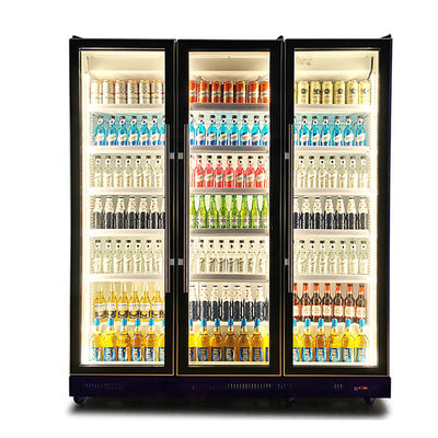 Commercial Glass Doors Vertical Multiple Lighting Beverage Refrigeration Display Freezer Fridge