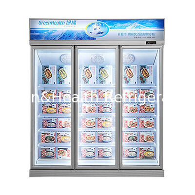 Three Defogging Glass Doors With Unit Mounted Food Freezing Display Refrigerators