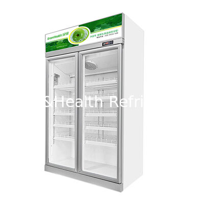 Two Glass Doors Upper Unit Beverage Refrigerated Storage Display Freezer