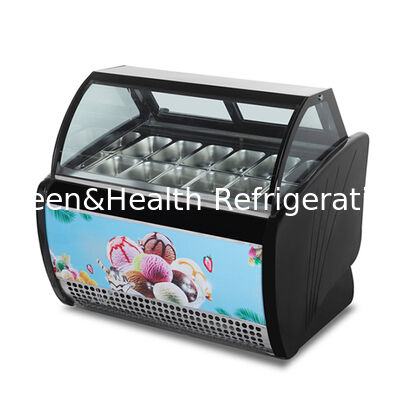 12 Plate Floor Standing Curved Transparent Glass High-End Ice Cream Refrigeration Display Freezer
