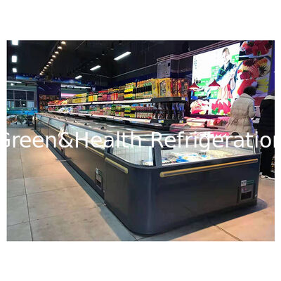 Supermarket/Store Horizontal Large Frozen Food Storage Display Island Cabinet Refrigerator