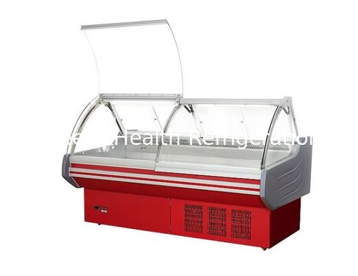 Lift Up Curved Glass Door Deli Display Refrigerator / Meat Display Chiller