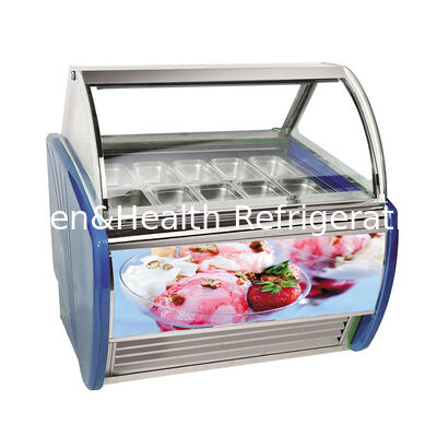 Commercial Stainless Steel Multi-Pan Gelato Display Freezer with Adjustable Thermostat and Danfoss Compressor