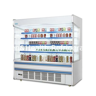 5 Layer Shelf Open Display Chiller with Built-in Unit and Stainless Steel Construction for Supermarkets