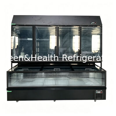 Dual Function Island Freezer with Stainless Steel/Glass Exterior and 850L Capacity for Supermarket Display