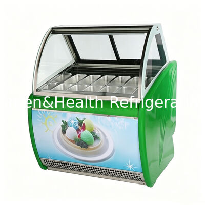 Stainless Steel Ice Cream Display Freezer with Adjustable Temperature Controller and Three Layer Defog Glass