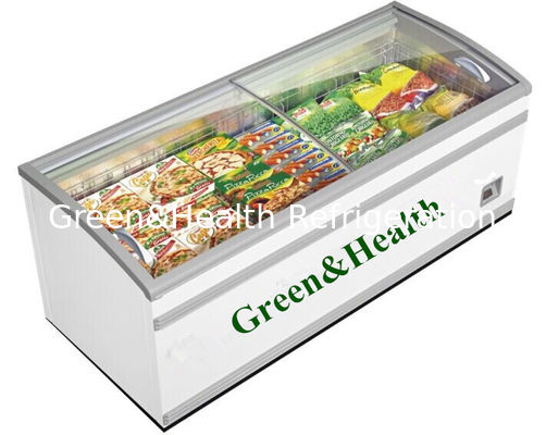 Supermarket Deep Island Freezer For Frozen Food With Heat - Reflecting Glass