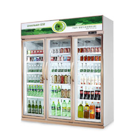 Three Glass Door Commercial Beverage Cooler With 5 Layers Shelves / Wine Beverage Chiller