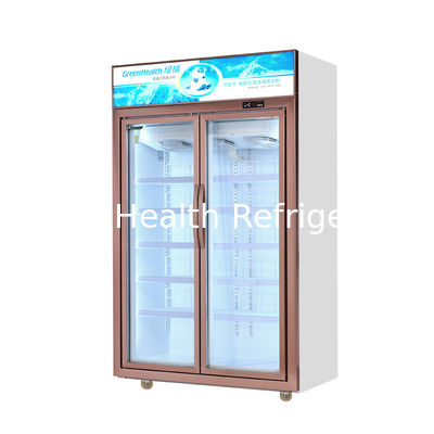 Silver / Champagne Color Glass Door Freezer With 5 Layers Shelves 1100L