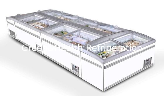 Supermarket Sliding Glass Door Island Freezer With Large Space 1.2m 1.85m 2.5m Length