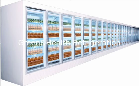 Electric 5 Tiered Commercial Beverage Cooler Glass Door Curved Plastic Coated Steel