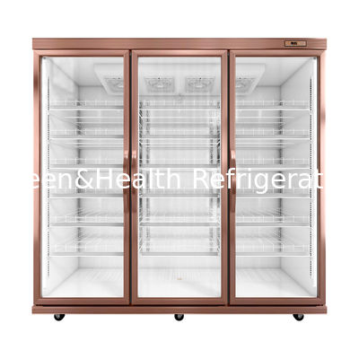 Supermarket Merchandise Front Temper Glass Door Freezer / Beverage Showcase Refrigerator