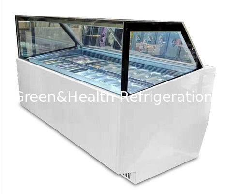 Commercial 10 Pans Ice Cream Display Freezer With Customized Light Box