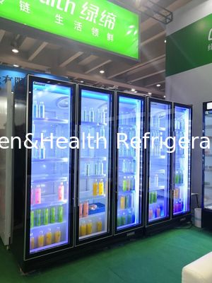 Commercial Beverage Display Refrigerator with 1000L Capacity, Fan-Assisted Cooling System, and Double Tempered Glass Door