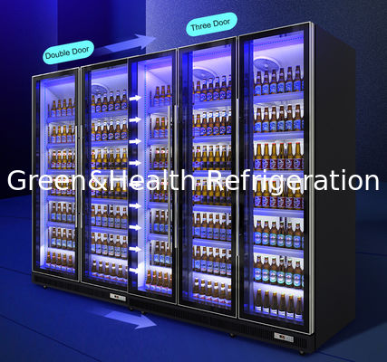 Auto Defrost Commercial Upright Freezer With Wheel For Pepsi / Milk / Beer With Glass Door For