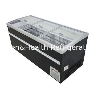 220V 15L Island Display Freezer With Curved Top Sliding Glass