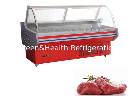 Butchery Curved Glass Deli Food And Packed Meat Display Case Freezer