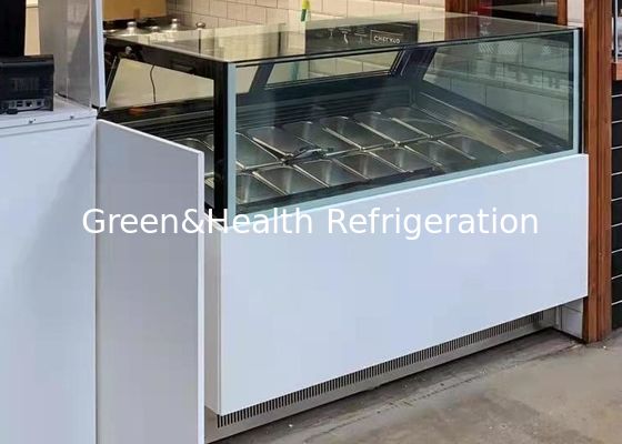 -22 Degree 16 Pan Gelato Display Scoop Ice Cream Display Freezer