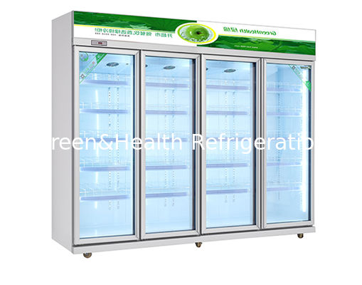 2000L Commercial Beverage Cooler Four Glass Door Display Fridge Customized