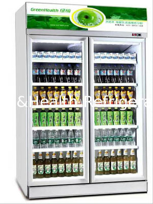 1000L Commercial Beverage Refrigerator Customized Double Glass Door Cooler