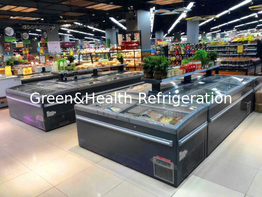 Supermarket Meat & Fish Island Display Freezer With Sliding Lid