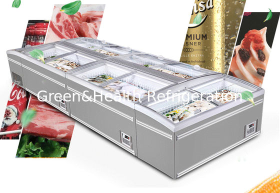 Combined Island Cabinet Supermarket Chest Freezer With Glass Door