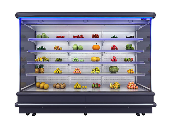 2000L Multideck Open Chiller For Vegetable Supermarket Display Showcase