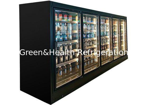Black Glass Door Commercial Display Freezer Upright Bar Cabinet For Beer Drink