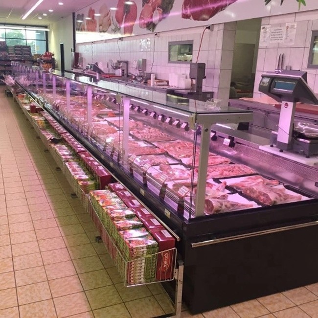 2 8 ℃ Fresh Meat Deli Display Fridge Dynamic Cooling Customized Color