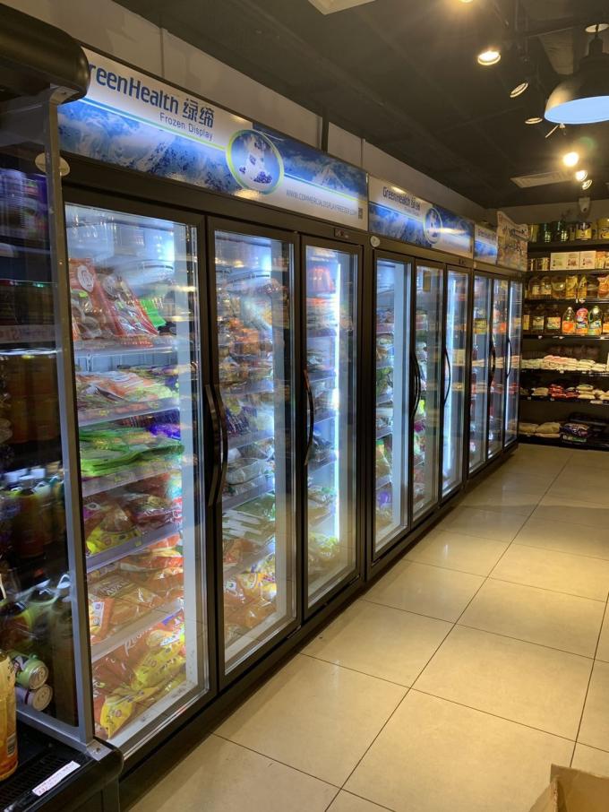 1825℃ Glass Door Upright Display Freezer With Wheels Low Noise